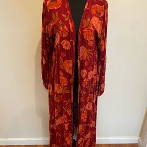 Joyfolie Burgundy Floral Robe